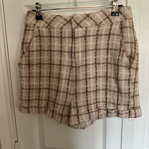 143  Plaid Tan and Cream Shorts